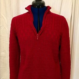 Christopher & Banks Red Knit Zip Pullover